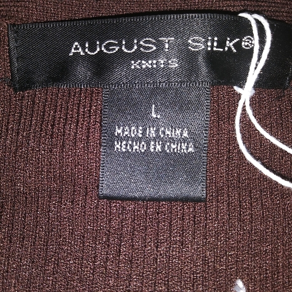 Brown Silk Blend Beaded Tank Sz L NWOT - Picture 3 of 4